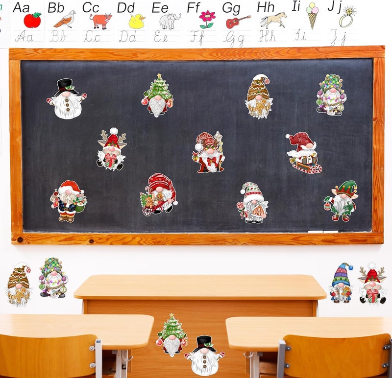 TREWAVE 48 Pcs Christmas Gnome Cutouts Christmas Bulletin Board Decorations Classroom Winter Holiday Cut-Outs Decor Home School Bulletin Board Stickers for Wall Window - Image 4